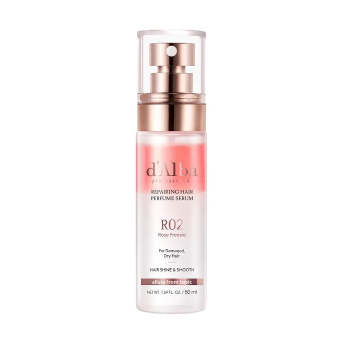 Reparing Hair Perfume Serum, 1.69fl.oz. #R02 Rose Freesia - for Damaged, Dry Hair | Hair Shine & Smooth