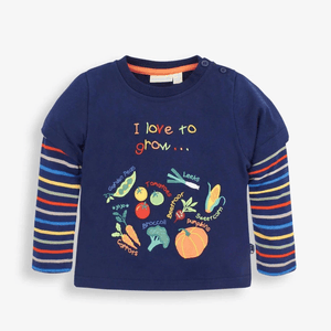 Jojo Maman Bebe Kids Navy Growing Vegetables Top 4-5Y