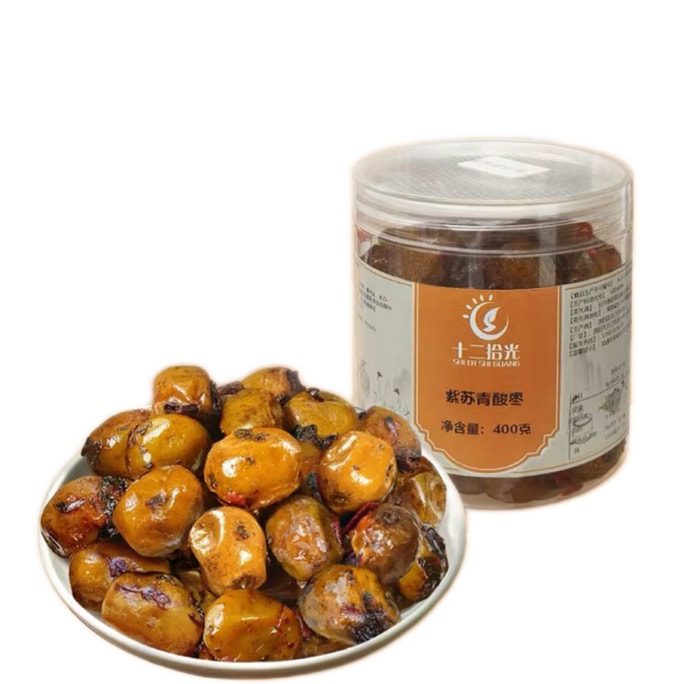 【中国直邮】 十二拾光 湖南特产紫苏酸枣糕无添加剂酸枣饼无核紫苏青酸枣400g*1瓶