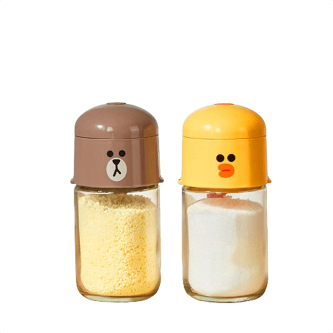 Quantitative Salt Shaker Seasoning Box Kitchen Seasoning Jar Salt Shaker Seasoning Bottle Set 180ml -BROWN+SALLY