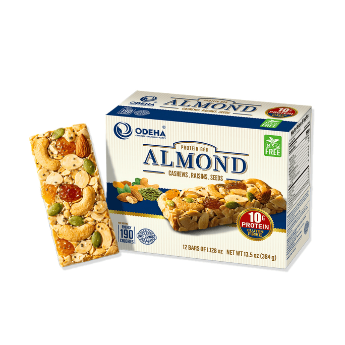 ODEHA Almond Protein Bar (High Protein Snack with Nuts & Seeds) – 12 Bars Box