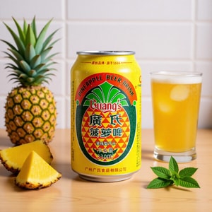 【Non Alcoholic Drink】Guang's Pineapple Beer - Fruity Soda, 11.15 fl oz
