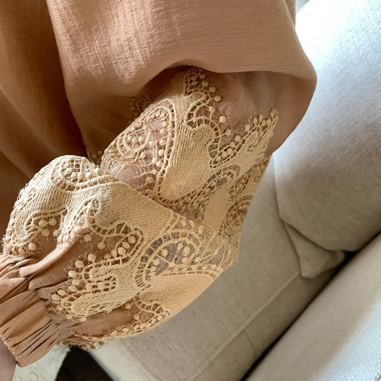 Amber Lace Sleeve Blouse Orange One Size 4