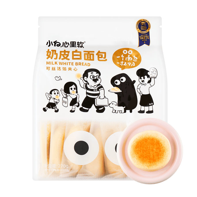 小白心里软 奶皮白面包 卡仕达馅夹心 270g【早餐點心】