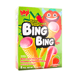 Bing Bing Crispy Ice Cream Cone Snack with Strawberry Filling 8pcs 71.2g
