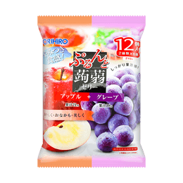 日本ORIHIRO 低卡高纤蒟蒻果汁果冻 双拼口味 苹果+葡萄 12枚 240g