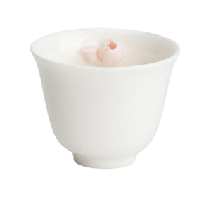 Yipin Qiantang Moon White Handmade Flower Tea Cup Master Cup Ceramic Tea Cup Yulan Cup (Moon White) 65ml