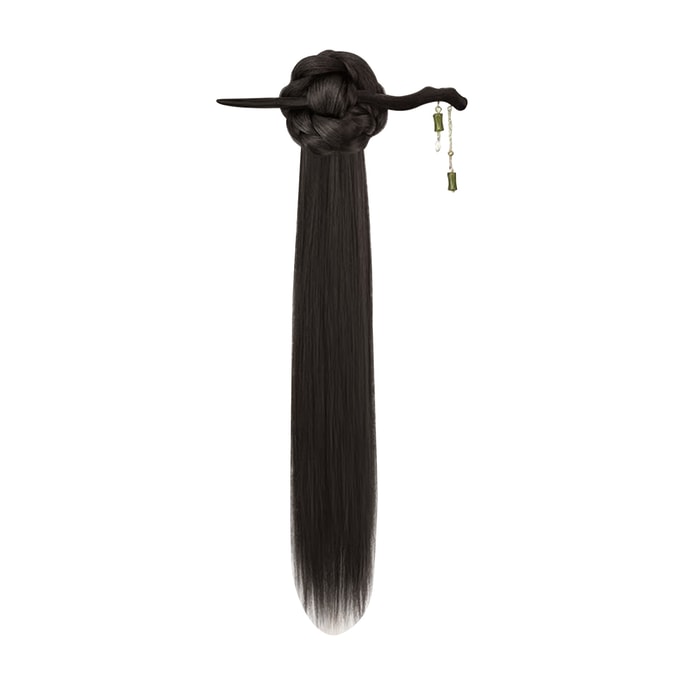 New Chinese Style Simulation Hairpin Wig New Chinese Hairpin [Brown Black] Straight Hair Tail With Hairpin F