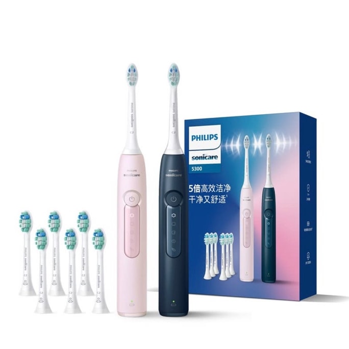 【홍콩 직배송】 필립스 다이아몬드 3 시리즈 전동 칫솔 2개 핸들 + 8개 칫솔 헤드 Sonicare 블랙 기술 5배 고효율 세정 미세 거품 물줄기 치아 틈새 세정 60일 사용 시간 5가지 모드