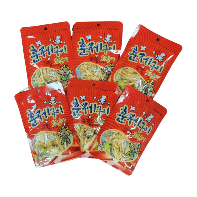 Gangwon Export Tasty Dried Squid Snack(Smoked Flavored) [0.88oz X 6Bags]