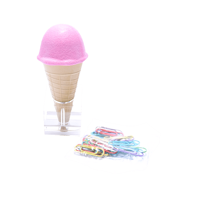 Lion-Jimuki Ice Cream Paper Clip Storage Box Strawberry Color 1 Piece