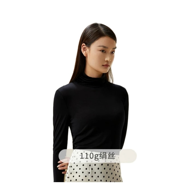 [中國直郵] JINSANT 金三塔 桑蠶絲秋冬女打底衫簡約保暖內衣NZFDC720#黑色(高領) 160M號