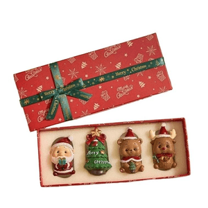 クリスマス：サンタクロース + ツリー + クマ + エルク ギフトボックス、4.7-6.4cm*1個