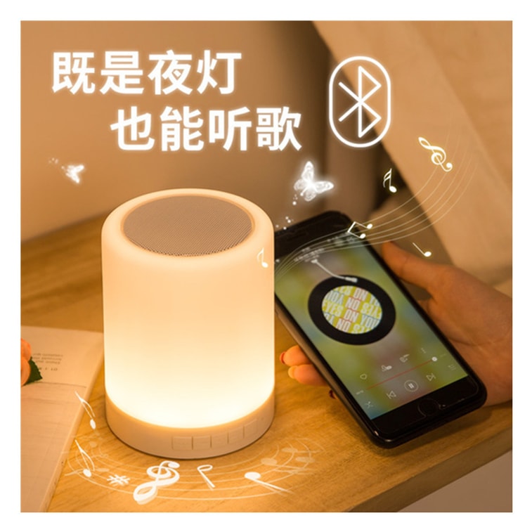 [中国からの直送] TIMESWOOD Bluetoothスピーカー ナイトライト ホワイト 1個 ディスプレイ+スピーカー+目覚まし時計 充電式 ファッション クリエイティブ 4