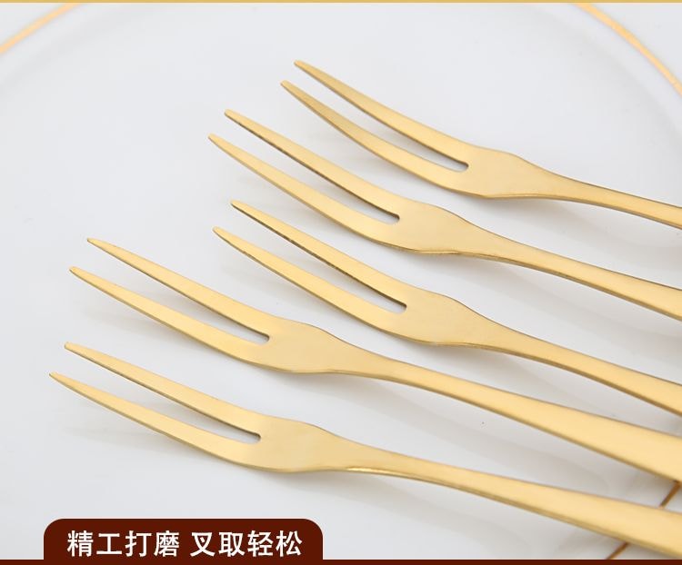 【中國直郵】 智家 水果叉304不鏽鋼水果叉小叉子創意可愛天鵝座套裝銀色6叉+1個天鵝座