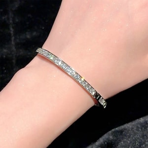 Niche Design, Versatile for Commute, Starry Irregular Sugar Cube Zircon Bangle 1Piece