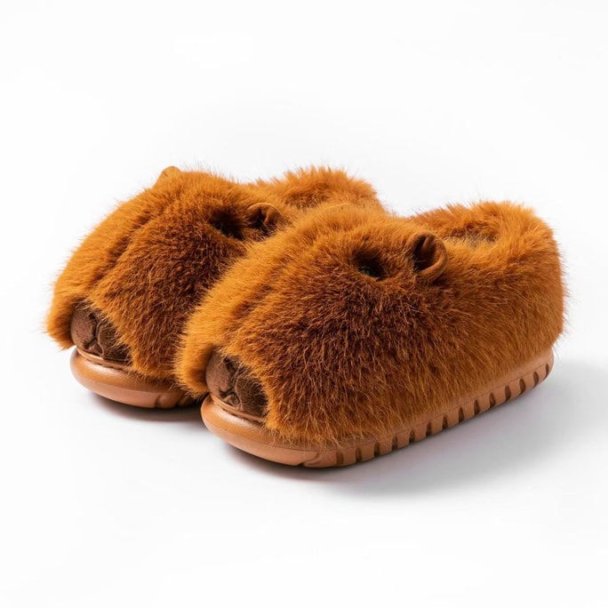 Kapibala Warm Cotton Slippers [brown] [Size 38-39]