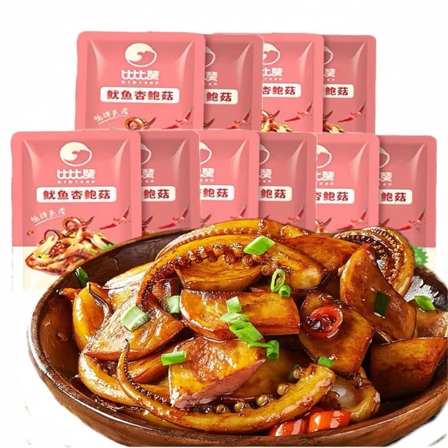 比比赞 鱿鱼杏鲍菇 10袋 100克±5克 铁板风味 肉鲜菇嫩 解馋零食