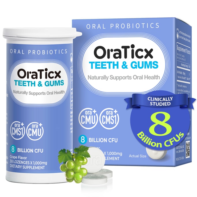 OraTicx Teeth & Gums Dental Probiotic Naturally Supports Oral Health Grape Flavor 30 Lozenges