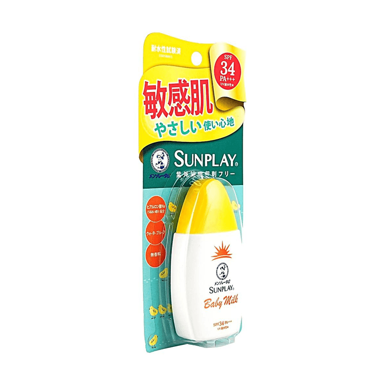 日本ROHTO乐敦 曼秀雷敦SUNPLAY温和防晒乳 SPF34 PA+++ 30g敏感肌适用 温和低刺激 防汗防水 面部身体两用 日常通勤户外防晒 6