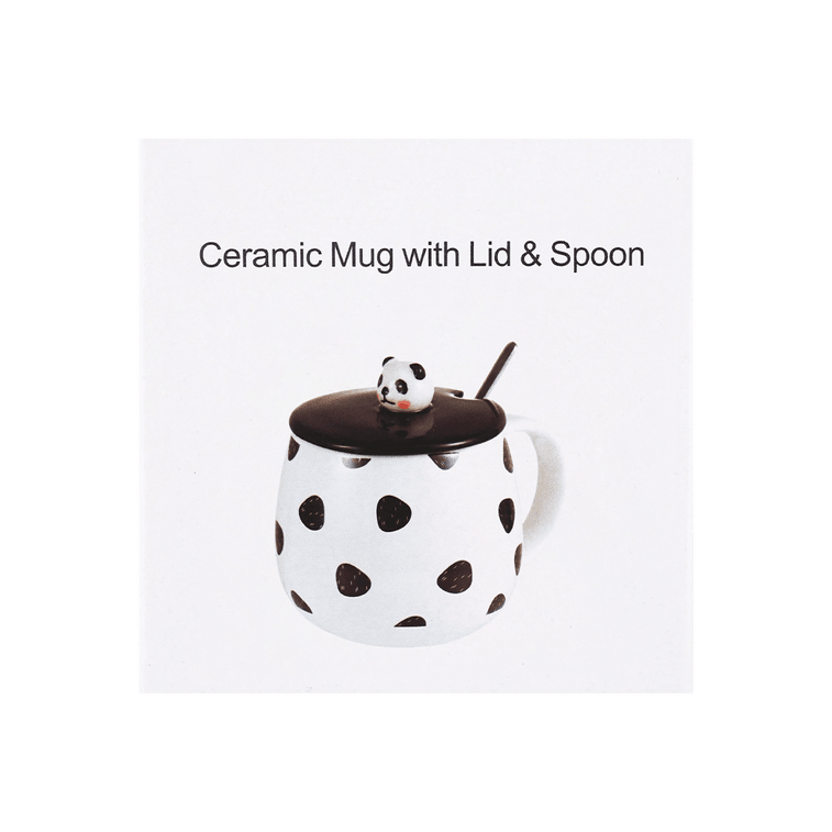 Ceramic Mug W/Lid & Spoon Panda, 3.5 inchD x 4.5 inchH 3