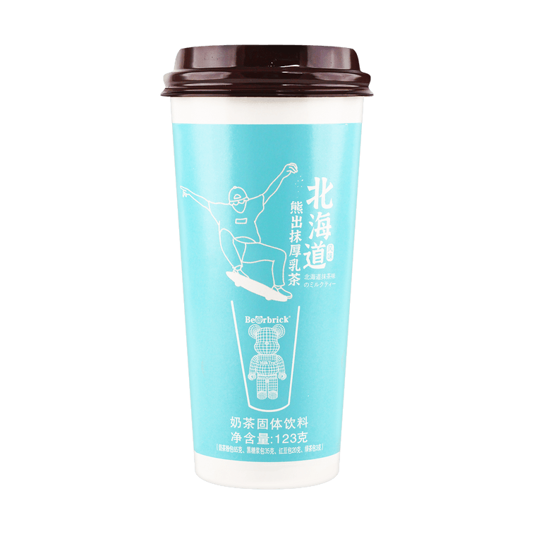 积木熊Bearbrick联名 熊出抹厚乳茶 即饮红豆奶茶饮料 抹茶味 123g 5