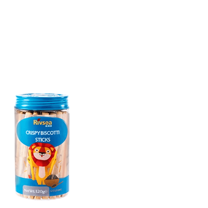 Milk Stick Cookies - Canned - Baby & Children Cookies - Sesame Snacks - Stick-shaped Finger Teething Cookies - 120g Per Can - Milk Flavor