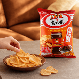 上好佳 鲜虾片 老干妈风味鸡油辣椒味 60g【感受真虾滋味】【无反式脂肪】
