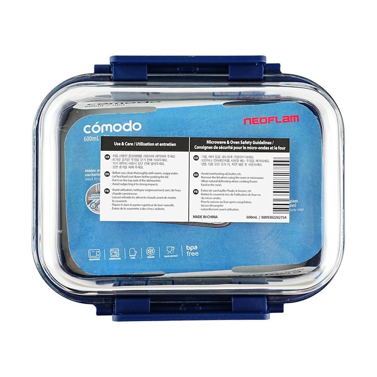 Rectangular Glass Lunch Box Heat Resistant Airtight Leakproof Bento Box 600ml 4