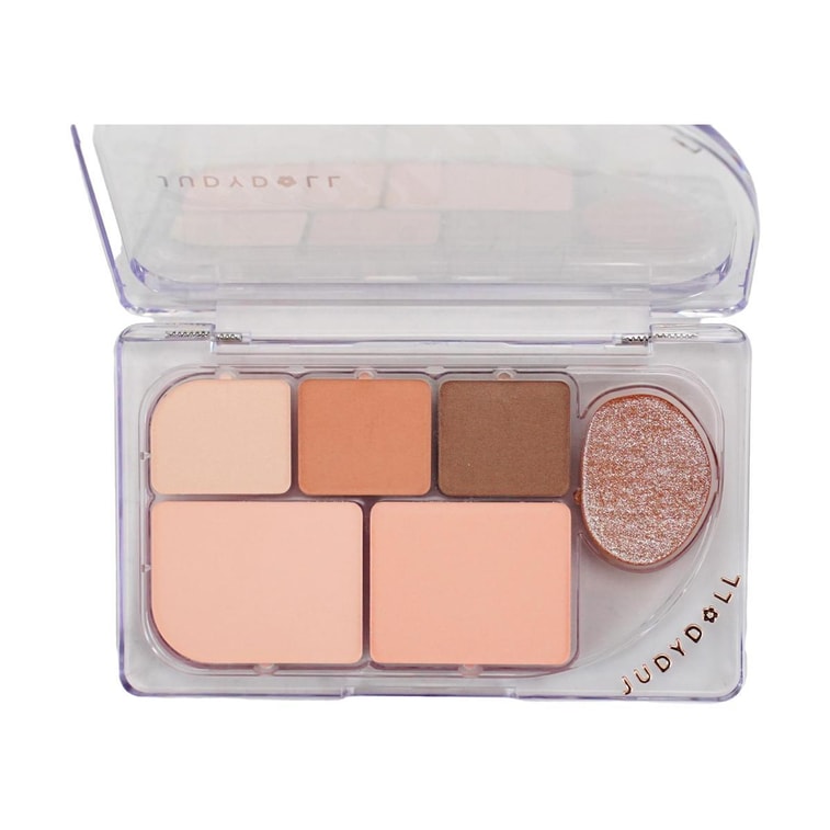 JUDYDOLL橘朵 水靈六色眼影盤 精巧六色眼影盤 珠光提亮閃片+霧面 腮紅高光臥蠶氛圍綜合盤 8g #03 光透蜜瓜盤 大地蜜瓜橘 顯色顯氣質 5