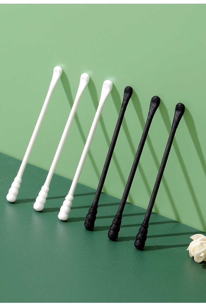 FaSoLa 掏耳朵棉签 1盒/200支 白色款 一次性双头螺旋挖耳 鼻屎棉棒 干净卫生