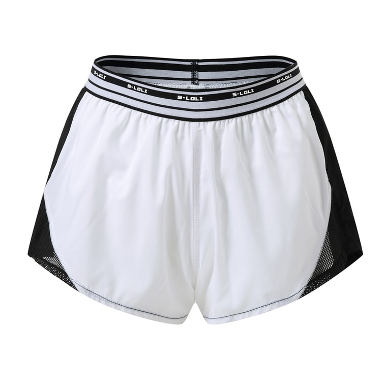 暴走的萝莉 网纱松紧运动短裤女夏季 内衬防走光薄款透气训练三分裤/白撞绿#/XS 6