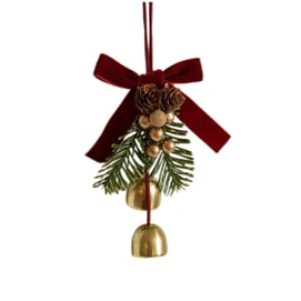 Christmas Tree Bell Ornament New Year Hanging Bell Christmas Decorations Gift - Red Velvet 1Pc