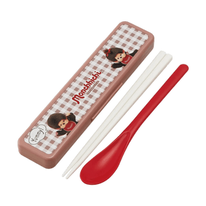 Monchhichi Silent Cutlery Set 18cm Chopsticks & Spoon【Silent & Shockproof】【Dishwasher Safe】【Made in Japan】