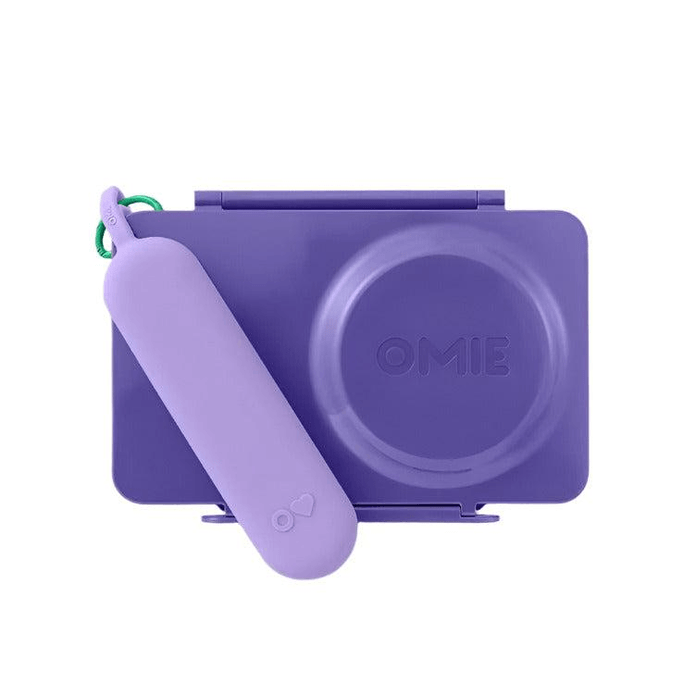 OmieBox UP Lunch Box With Fork Spoon Pod Set Galaxy Purple 9Y Plus