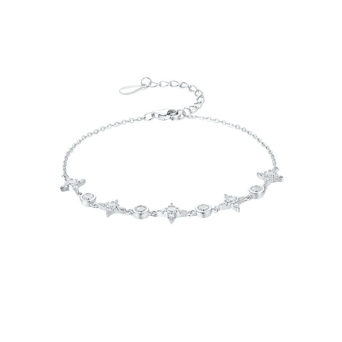 [中国から直送] Chow Sang Sang 四角い星型ブレスレット レディース S925 シルバー 星空銀河 ガールフレンドへの万能新年ギフト 16+3cm 調節可能 *1個