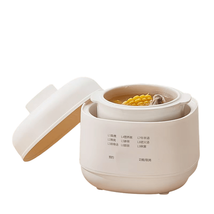 [중국 직배송] lemuugo 세라믹 전기 슬로우 쿠커, 1L 다기능 냄비 (국, 계란, 밥솥, 스튜용)