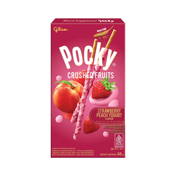 POCKY Crushed Fruits Strawberry Peach Yogurt Biscuits Sticks 38g