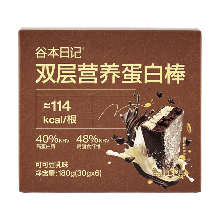 【限時買一贈二】GUBEN DIARY谷本日記 雙層蛋白棒30g*6支 可可豆乳味 *3【3份超值裝】 4