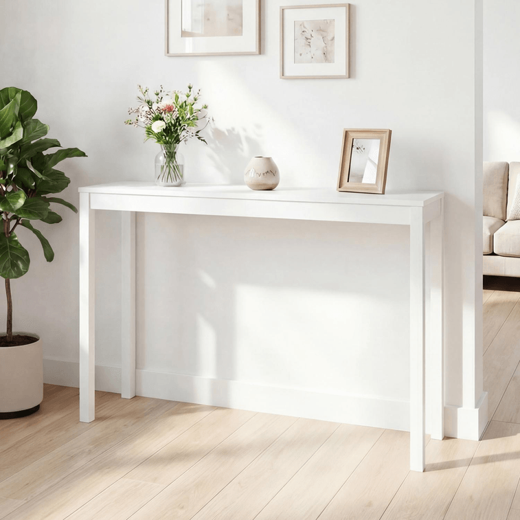 48 Inch Wooden Console Table Modern Farmhouse Sofa Table With Thickened Top-White 4