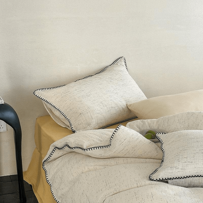 [중국 직배송] 럴러바이 스위트 서머 솔리드 컬러 순면 침구 세트 (4피스) - 옐로우 - 더블