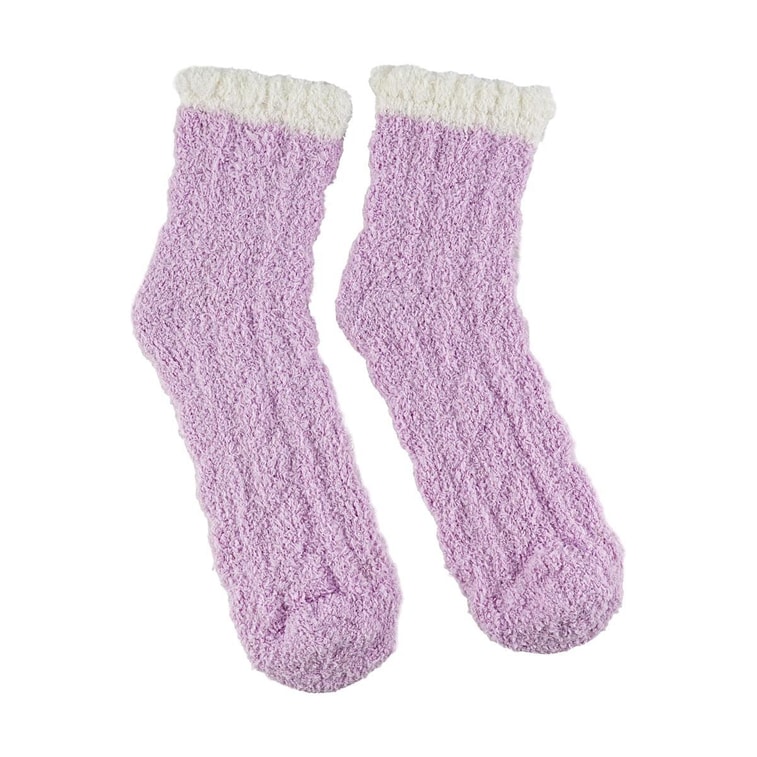 毛絨絨襪 彩色麻花珊瑚絨 紫色 3