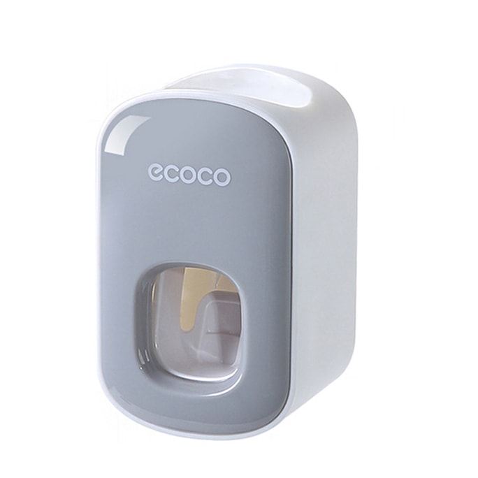 【中国直送】Yikoco 自動歯磨き粉絞り器 デュアル絞り位置 釘不要壁掛け レイジー歯磨き粉絞り器 グレー 1個