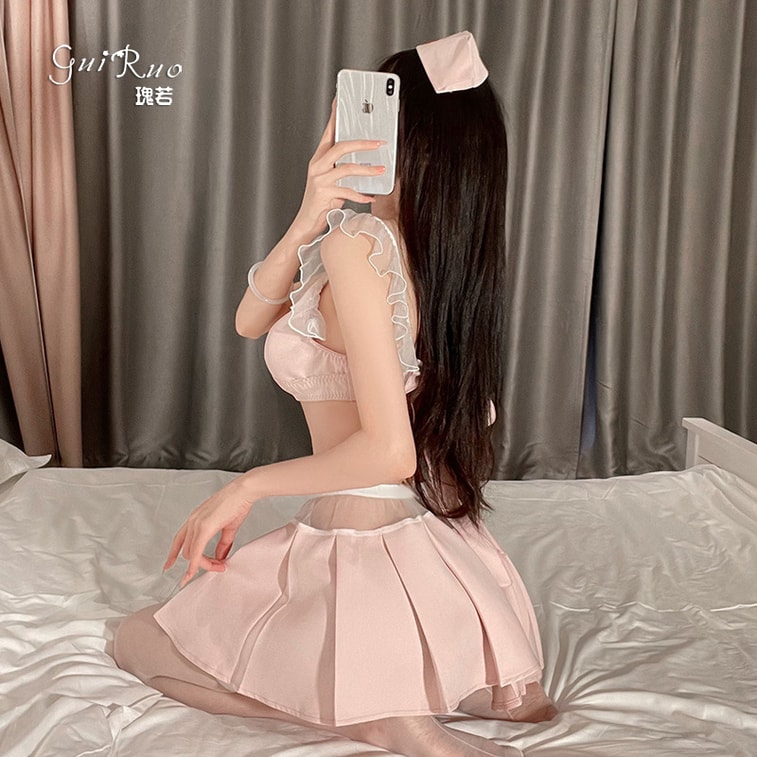 【中国直送】Guiruo セクシーランジェリー セクシーナース服 コスプレ 制服 セクシースーツ フリーサイズ ロータスピンク 3