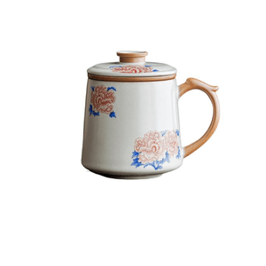 【中国直邮】 一品仟堂 汝窑泡茶杯分离高颜值陶瓷杯带盖 过滤杯 12*11厘米