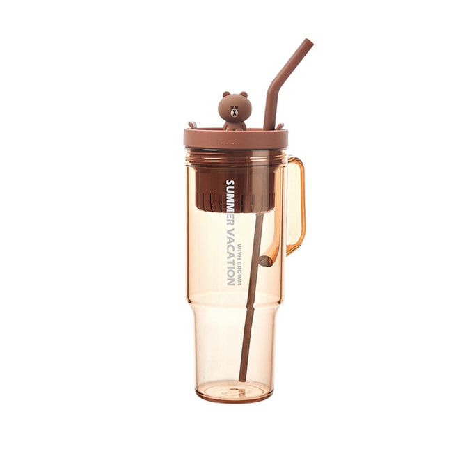 Mug Girls High-color Value Straw Cup High-capacity Plastic Cup High Temperature BROWN Models 1200ml