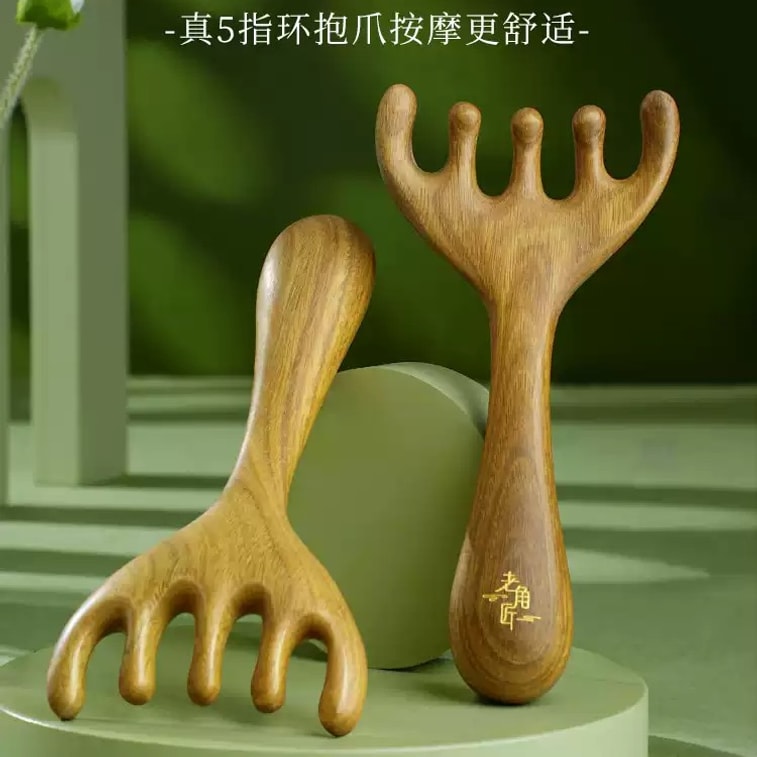 【中国直邮】 老角匠 檀木五爪头部按摩经络梳*1件 4
