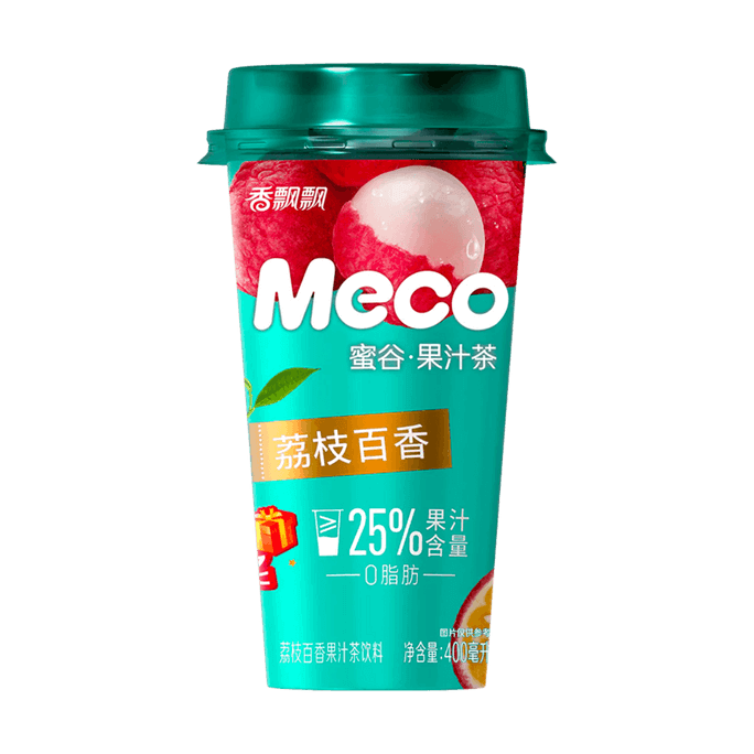 【滿滿荔枝】香飄飄 MECO蜜谷果汁茶 荔枝百香果味 400ml