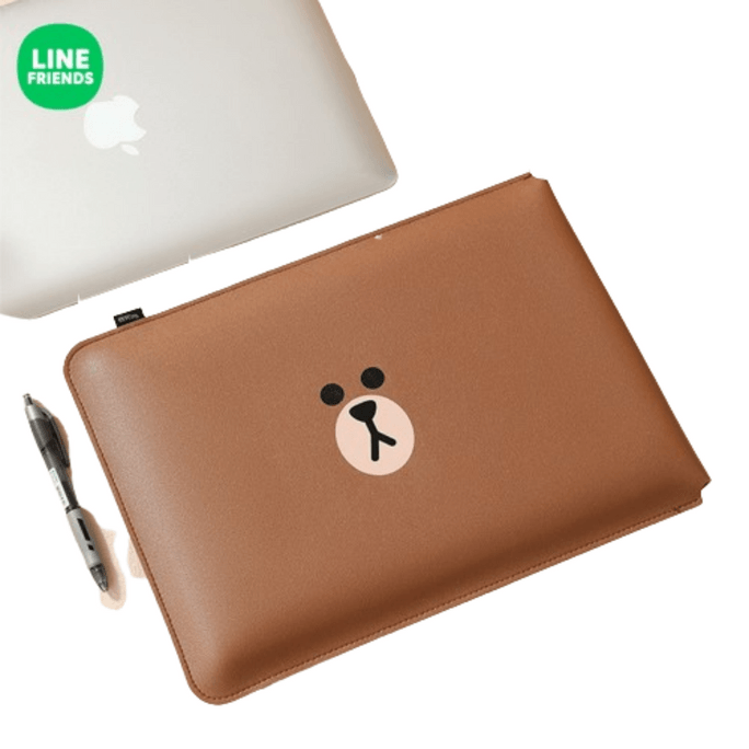 【中國直郵】 日本 LINE FRIENDS 布朗熊內膽包電腦收納包 14吋電腦包 1個裝