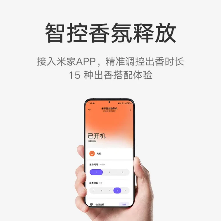 【香港直郵】 小米 MJXFJ03XW米家智慧香氛機米灰色*1 3檔香薰定時控量 6